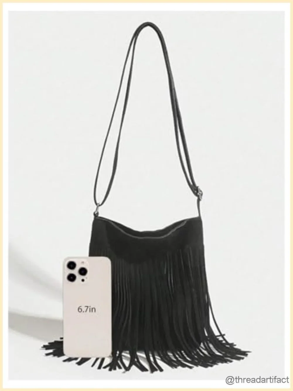 Fringe Crossbody Bag with Tassels Adjustable Strap Hippie Purse
